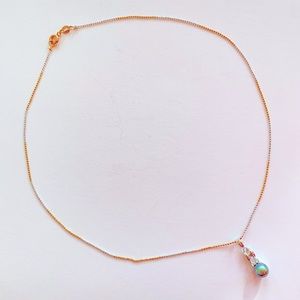 18k Black Tahitian Pearl Pendant Necklace gold  white tone 7.4mm